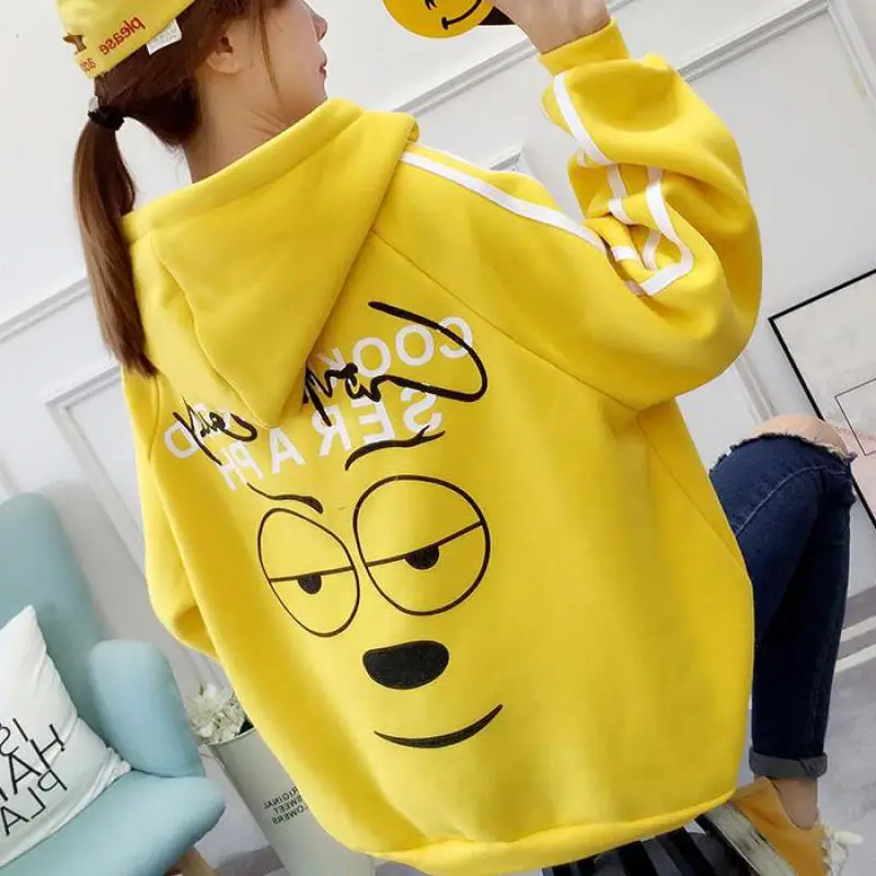 2018 Новинка зимы Повседневное свободные письмо мультфильм печати плюс бархат