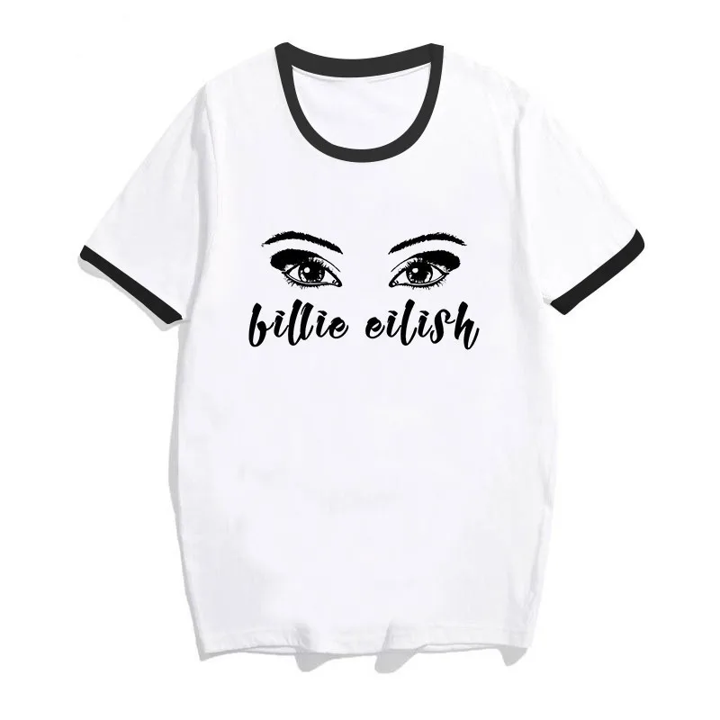 Футболка в стиле хип-хоп Billie Eilish, Повседневная футболка с круглым вырезом и коротким рукавом, летняя мужская и женская футболка, высокое качество, футболка, топ - Цвет: 1805