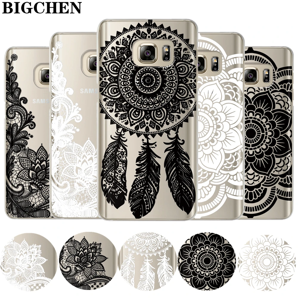 Floral Lace Mandala Case For Coque Samsung Galaxy S6 S7 Edge S8 S9 Plus J2 Prime J3 J5 J7 A3 A5 A7 15 2016 2017 Note 8 Cover |