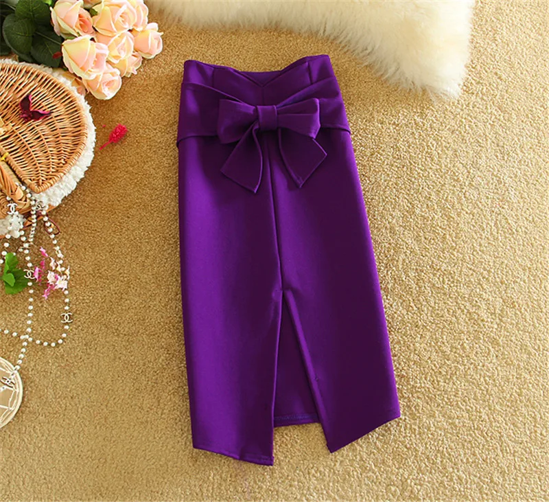 Новая модная элегантная винтажная Женская юбка карандаш с бантом и вырезами