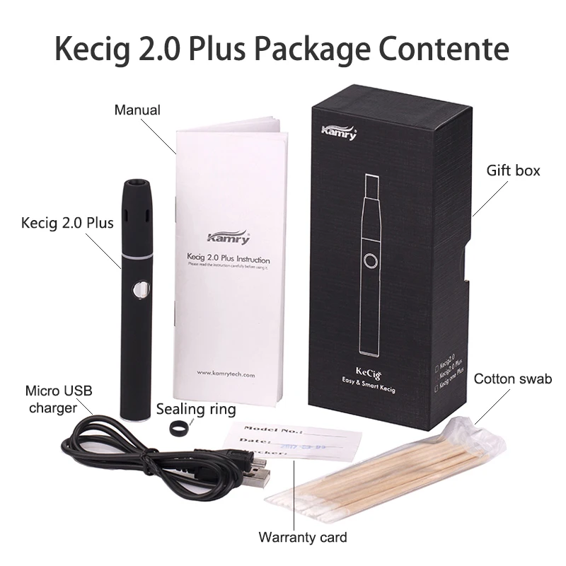 2 комплекта Kamry KeCig 0 Plus электронная сигарета бездымного Ecig сухой травы испаритель
