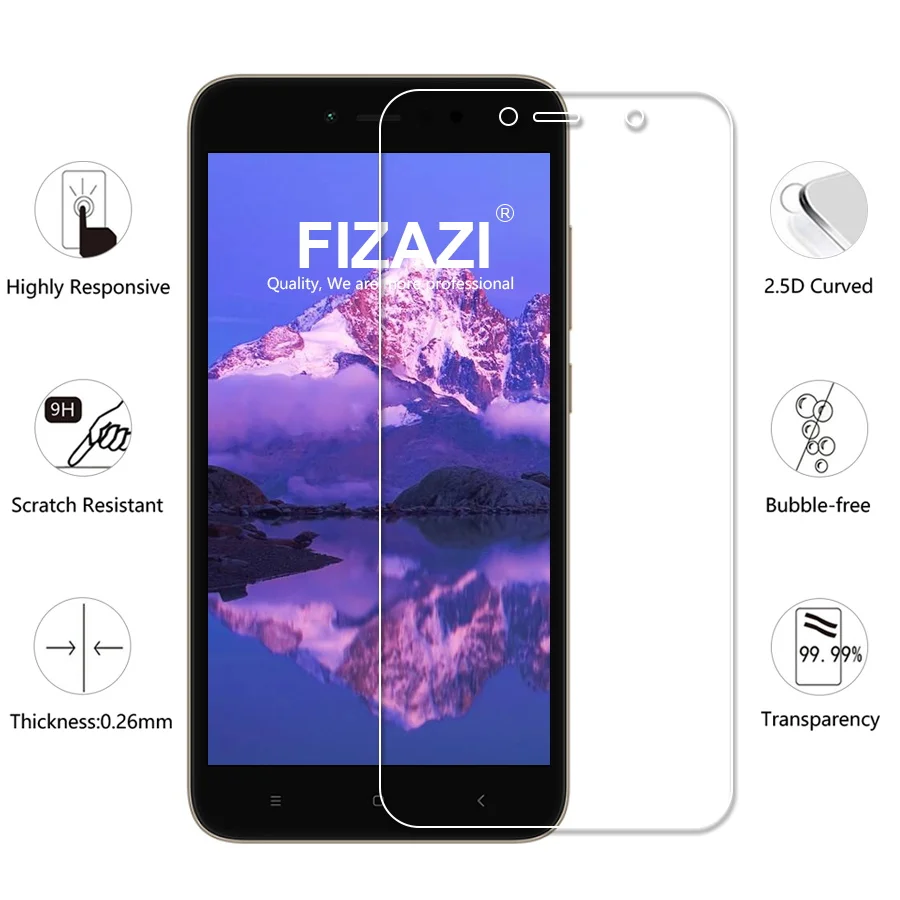 FIZAZI 2.5D закаленное Стекло Для Сяо mi красный Примечание 5A премьер Ясно Защитная