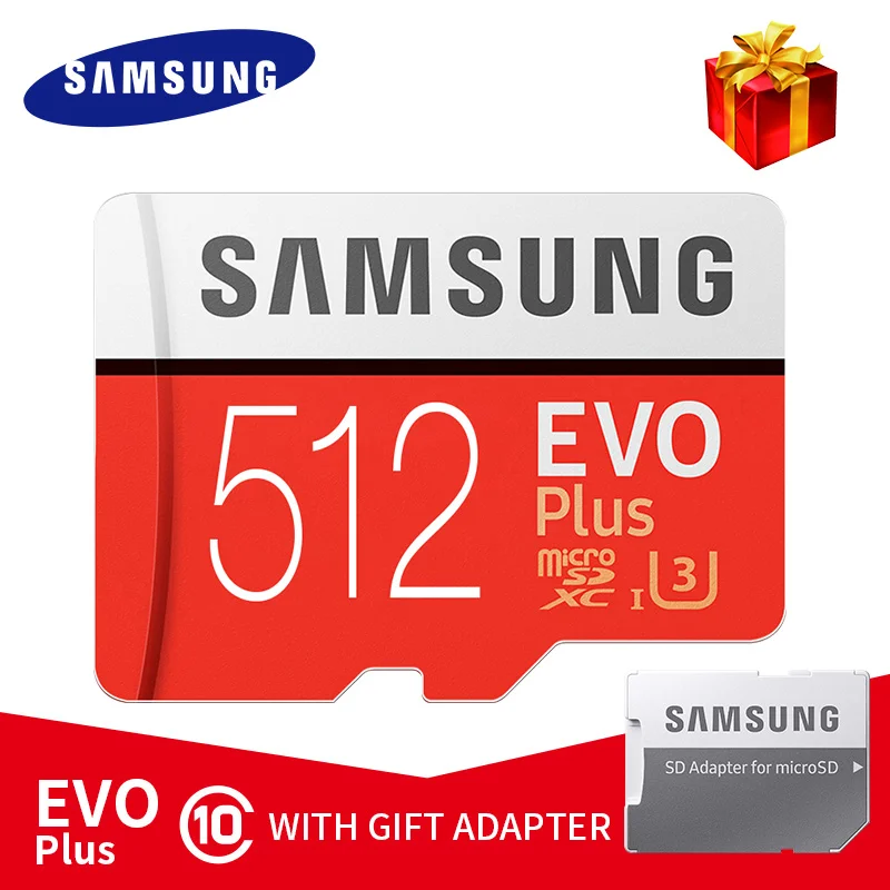 512GB with adapter SAMSUNG TF Память 32 Гб 64 Гб 128 ГБ 256 ГБ 512 ГБ EVO Plus класс 10 карта памяти micro sd Водонепроницаемая sim-карта для смартфонов камера - Емкость: 512GB with adapter