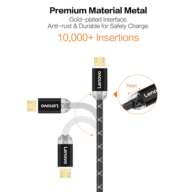Lenovo 5 шт./лот 1 м кабеля Micro USB светодиодный световой Быстрая зарядка кабель для samsung