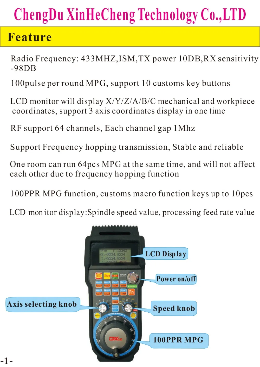 Chengdu XHC USB mach3 6axis ручной импульсный Универсальный mpg подвесной ручной Руль для фрезерования с ЧПУ/гравировки/резки