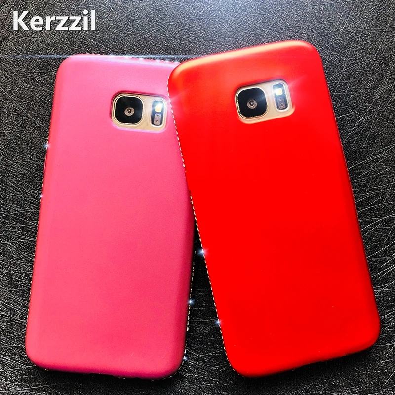 Роскошный силиконовый чехол Kerzzil со стразами для Samsung S8 S7 S9 блестящие мягкие