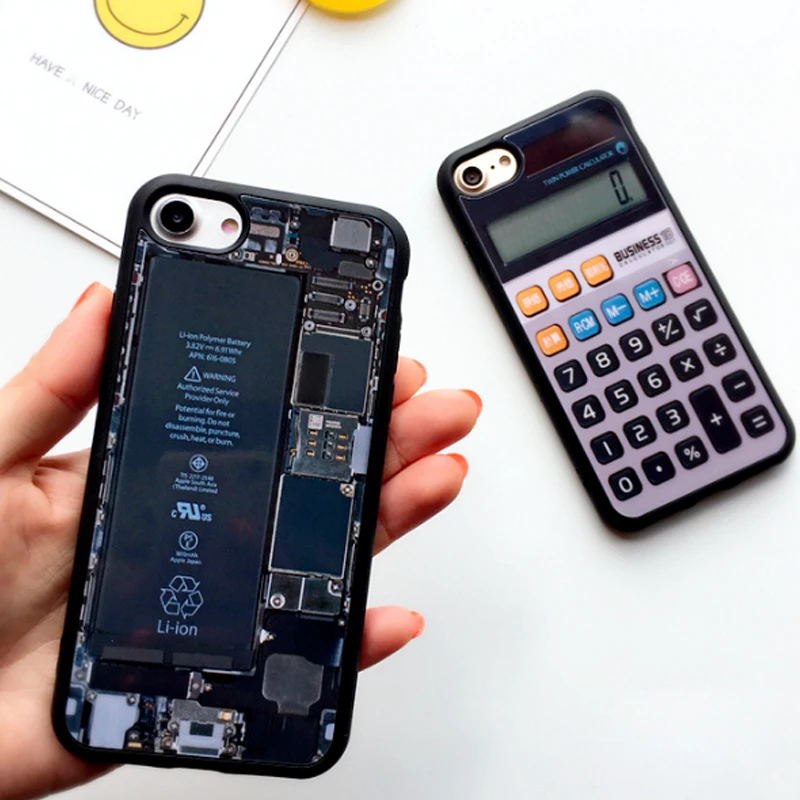 WEIYU Phone cases For Apple iphone 6 6S 7 X 8 Plus Mirror Calculator Text Soft Silicone Back cover iPhone case Accessories |
