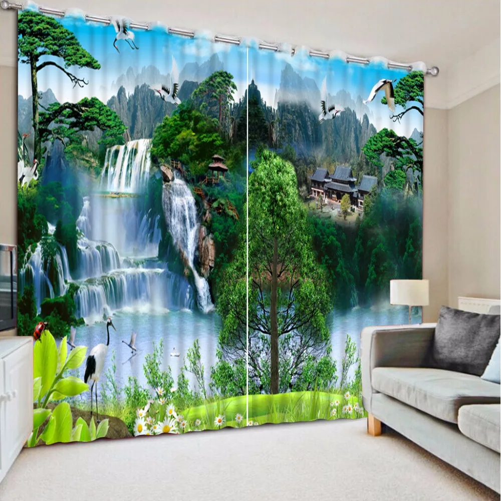 Европейские Роскошные затемняющие шторы прозрачные 3d занавески для гостиной