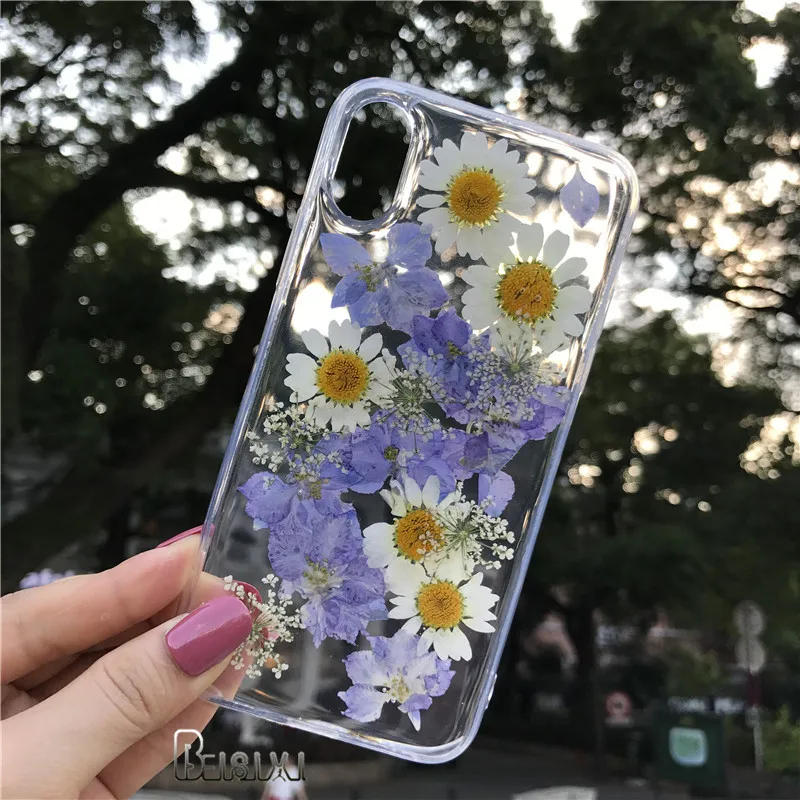 Настоящие гербарий для iPhone X XR XS Max 8 8 Plus 7 7 Plus 6 6S 6S Plus чехол Чехол задняя оболочка бампер Ins модный защитный ковер