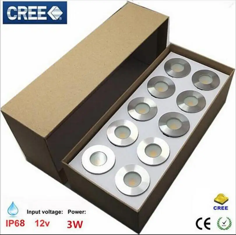 3 Вт светодиодный подземный светильник IP67 DC12V 24V CREE встраиваемый напольный