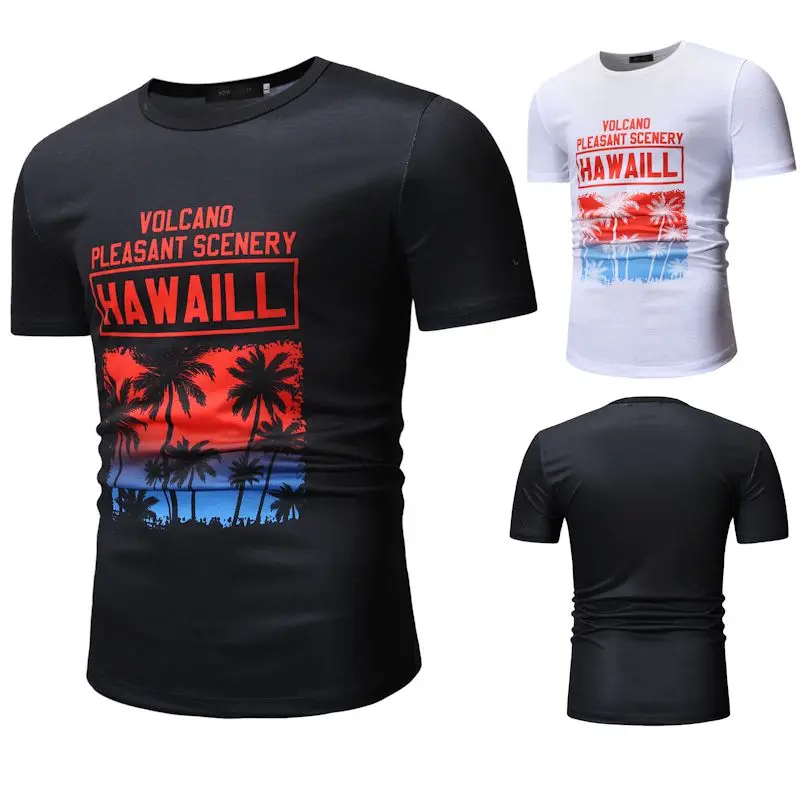 Мужская футболка с круглым вырезом Повседневная из полиэстера короткими