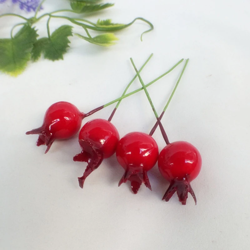 25 Pcs Artificial Flowers Stamens Red berries cherry Fake Smooth Foam Fruit for Wedding Christmas Decoration | Дом и сад