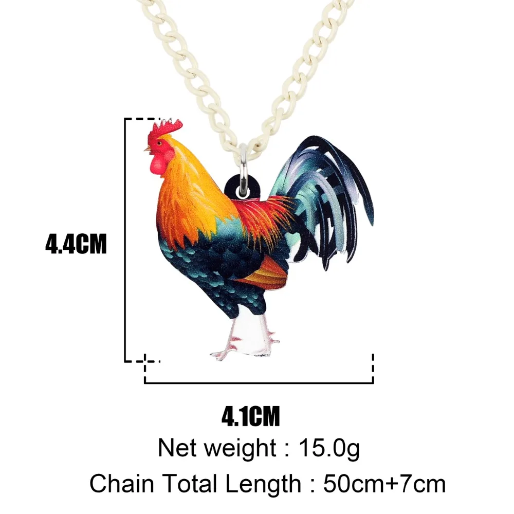 WEVENI Acrylic Anime Farm Rooster Chicken Necklace Pendant Chain Choker Bijoux Jewelry For Women Girls Collier Hot Gift Dropship | Украшения