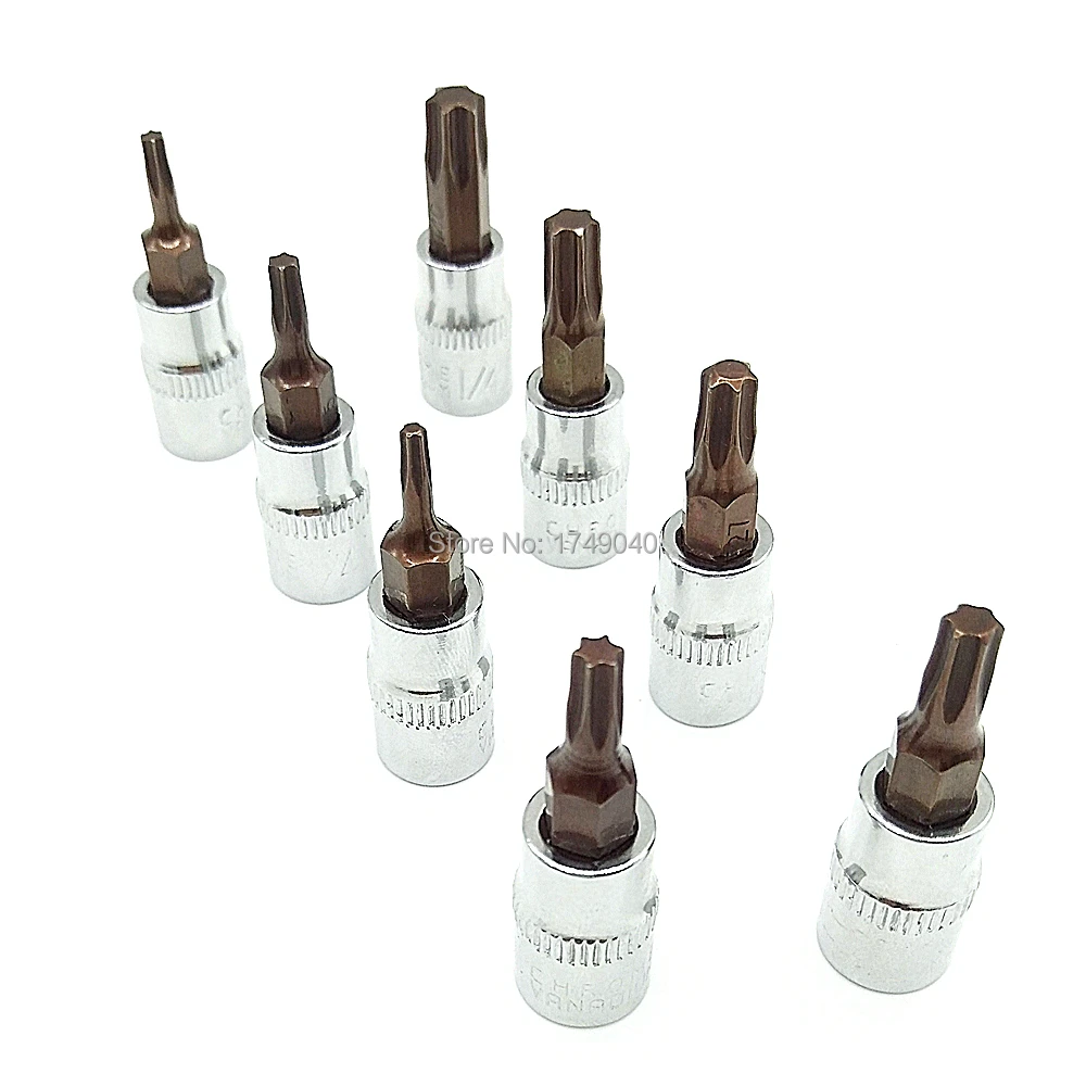 8 шт. Torx звездообразное гнездо Набор бит 1/" квадратного привода T8 T10 T15 T20 T25 T27 T30 T40 ударная головка гаечный ключ Отвертка с ультратонкой оправой 37 мм длиной