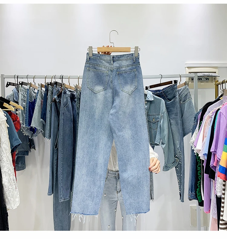 Женские джинсовые брюки с блестками модные со звездами в Корейском стиле