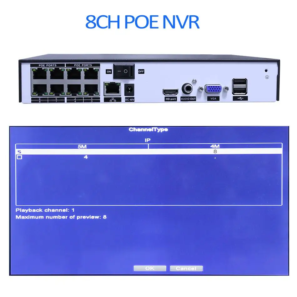 Видео наблюдение H.265 PoE NVR 4/8 канал для HD 1080P 4MP 5MP ip-камера 48V 802.3af ONVIF 2 0 Hiseeu DVR |