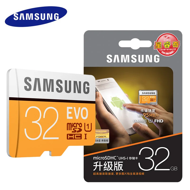 Карта памяти Micro SD SAMSUNG, 16 ГБ, 32 ГБ, 64 ГБ, 128 ГБ, 256 ГБ, MicroSD карты SDHC SDXC Max 95Ms EVO 32 ГБ, 64 ГБ, C10 TF, транс флэш-карта Mikro