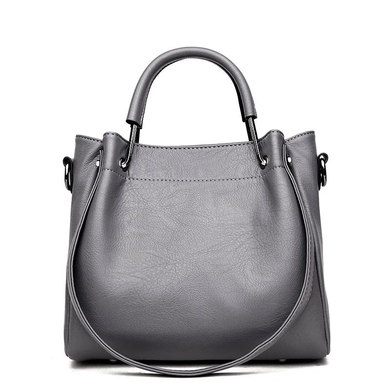 

SUDS Brand Women Bag Soft PU Leather Bucket Bags Designer Handbags High Quality Female Vintage High Capacity Travel Shoulder Bag