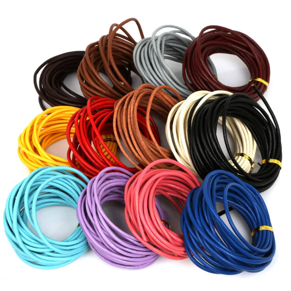 5meter/lot 3mm Genuine Leather Cord Beading Wire Round Thread String Strap Necklace Rope For DIY Jewelry Findings - купить по
