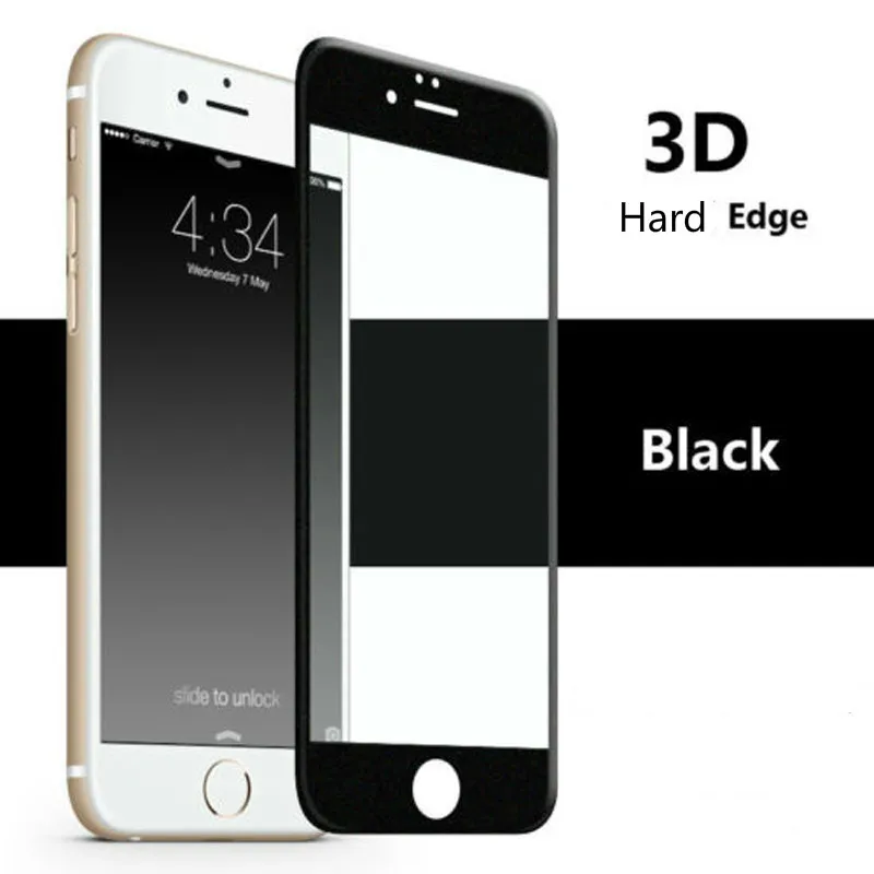 3D изогнутый твердый край Полное покрытие Защита экрана для iPhone 6 7 8 plus Закаленное