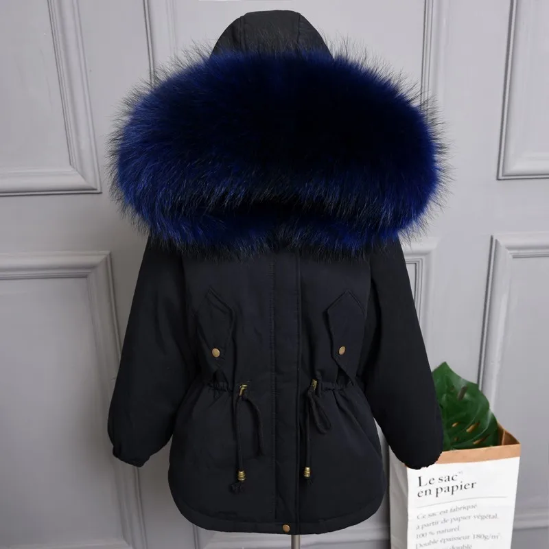 black blue Plus size Natural Fur White Duck Down Winter Coat women's jacket with hood Thicken Warm women's down Parka chaqueta mujer YRE05 - Цвет: black blue