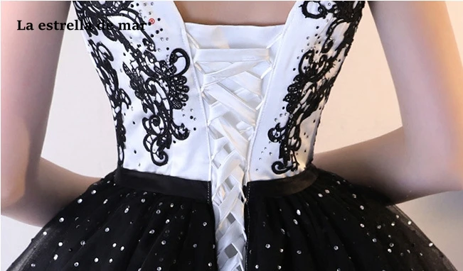 Vestido коктель Тюль аппликация с кристаллами пушистый чёрное коктейльное платье короткие большие размеры халат de коктейль au genou Лидер продаж платье на выпускной