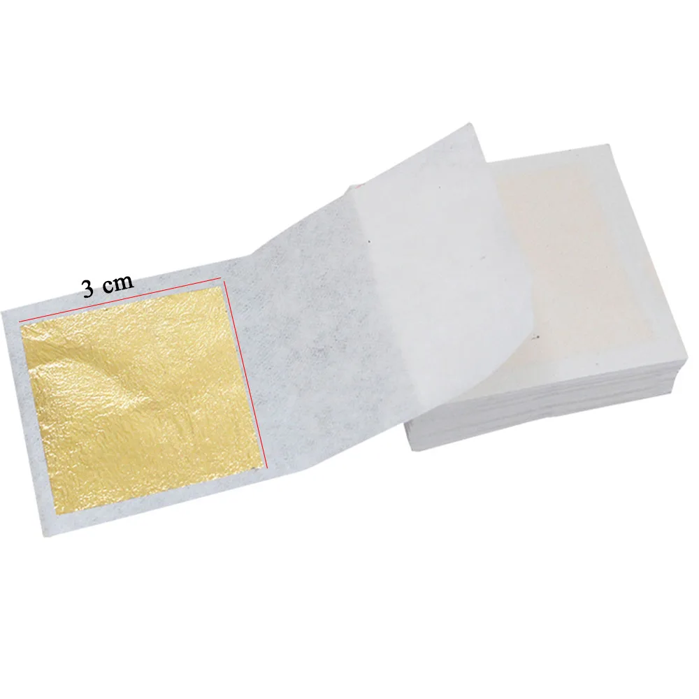 100 Sheets 3X3 см 24 K чистого 99,9 листочек из съедобного золота листы фольги, Фруктовый Торт Шоколадные изделия украшения косметическая маска для лица - Цвет: 100 Sheets