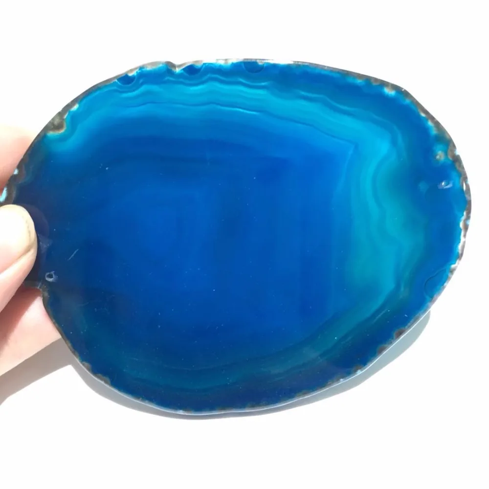 Натуральный голубой агат фрагмент жеоды адиабатическая чашка мат кристальная