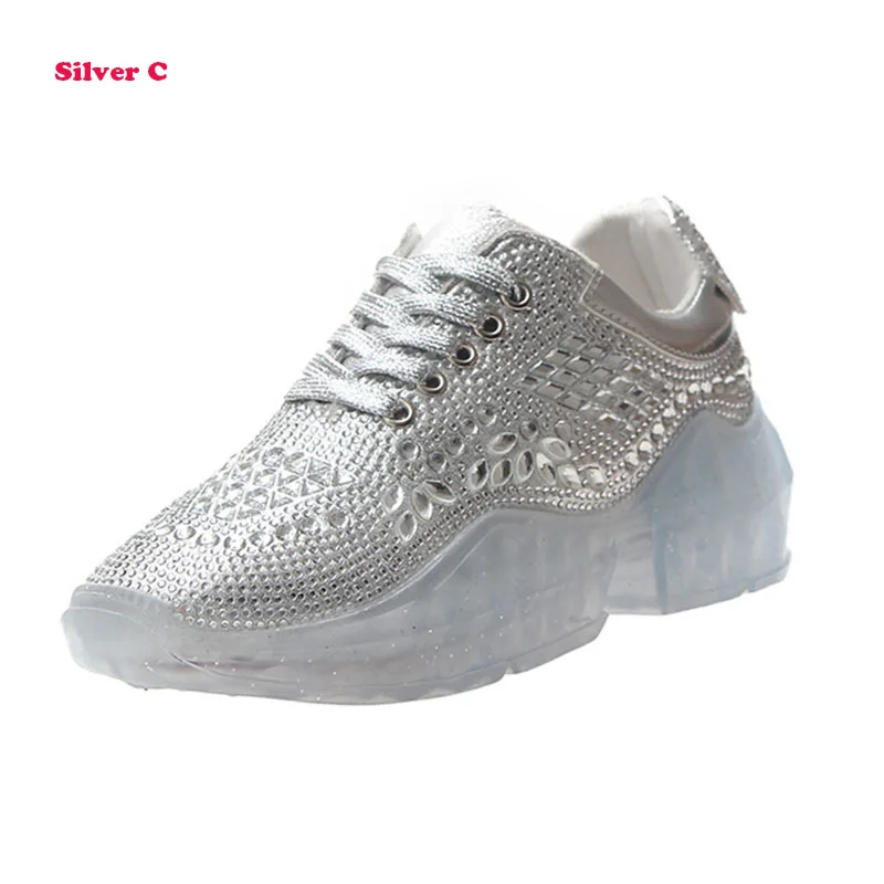 Женские кроссовки со стразами женская обувь Модные женские на платформе удобная