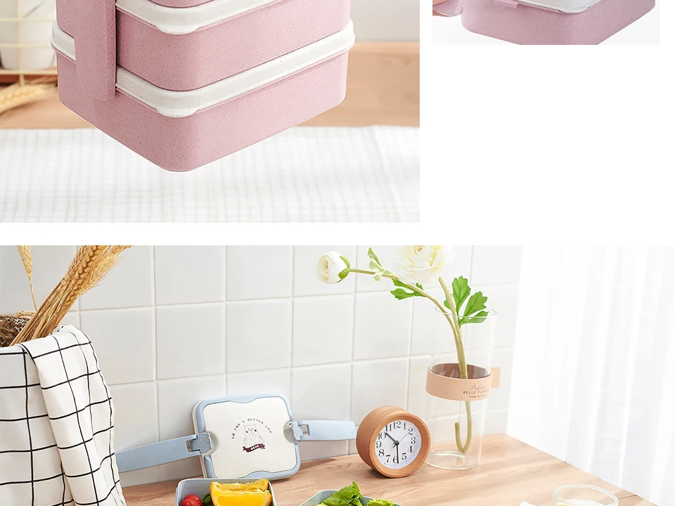 Ланч-бокс для микроволновки портативный трехслойный Bento Box для детей, для пикника, офиса, рабочих, школьная посуда
