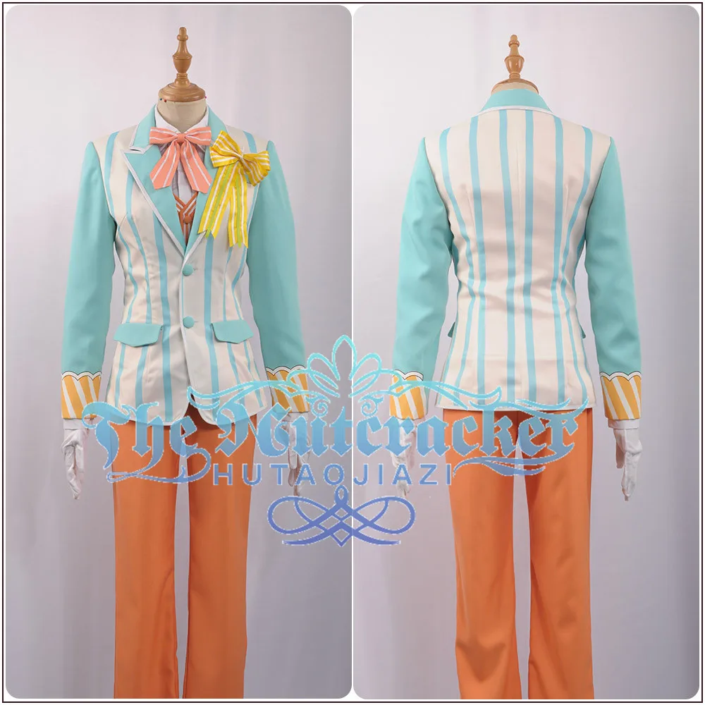 Uta no Prince Sama Sweet Cafe Live Aijima Cecil Cosplay Costume Custom Long Sleeve Blue Striated Jacket Khaki Vest Pants Uniform |