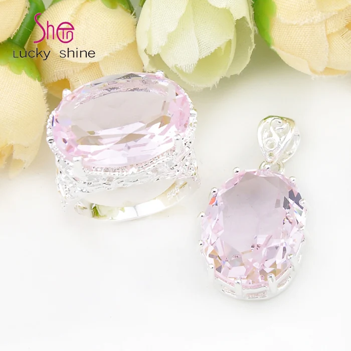 Топ ювелирные изделия специальная овальная розовый синтетического драгоценного