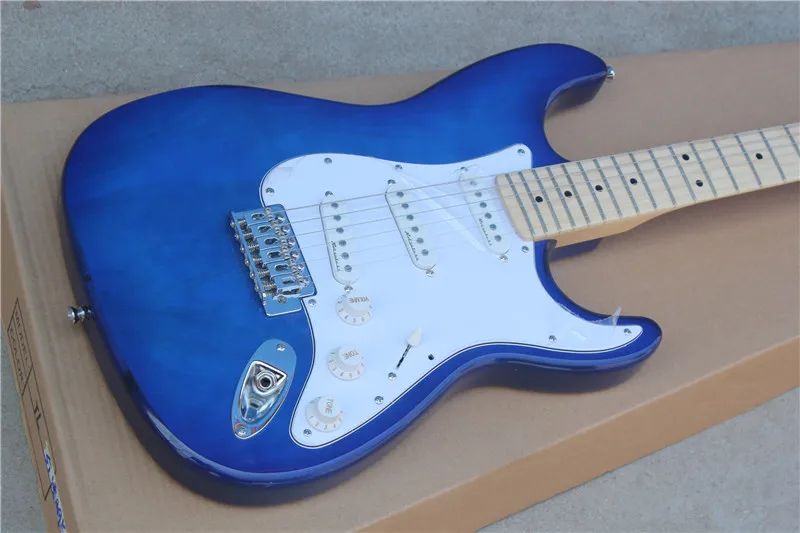 Фабрика магазин синий взрыв грифа ST клен гриф 6 строка Гитары Guitarra|guitarra f|blue
