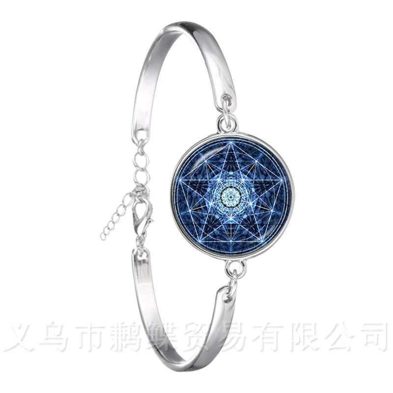 

Satanic Pentagram Star Symbols Statement Silver Plated Bracelet Handmade For Women Girls Fashion Jewelry Pagan Bangle Gift