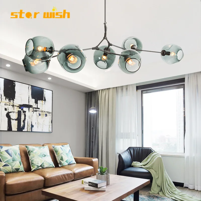 Современная стеклянная Подвесная лампа star wish красочная молекулярная для