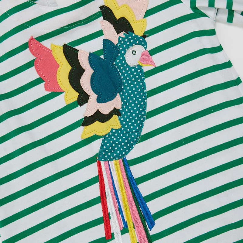 SAILEROAD Parrot Animal Embroider Девушки с длинным рукавом платье для девочек Бальное платье Детская одежда 7лет Baby cumpleamnos unicornio