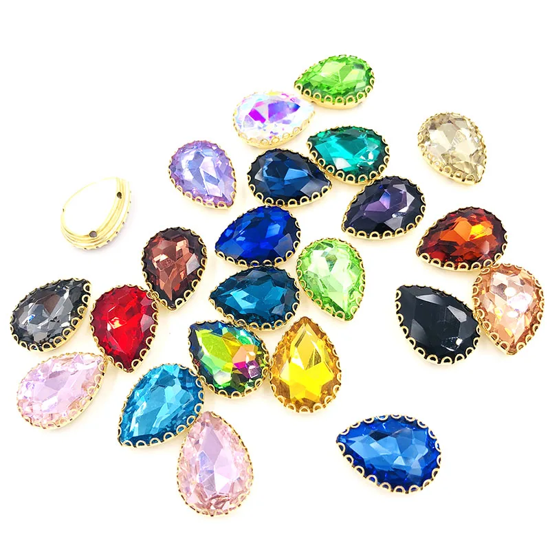 Стразы в форме капли радужной воды 10X14/13х18 мм Золотое дно кружевные когти