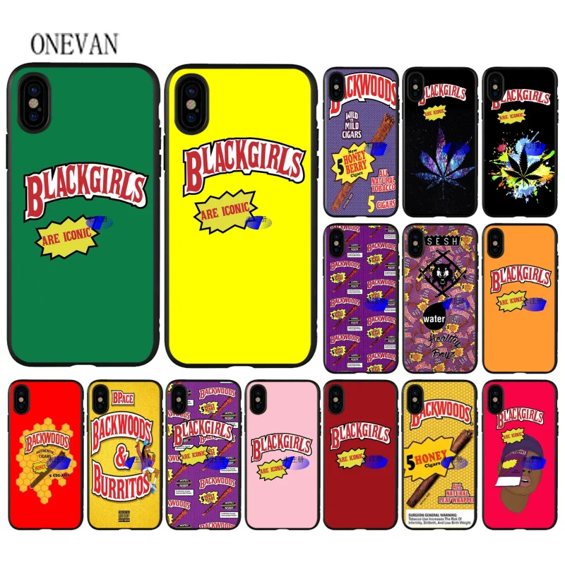Backwoods сигары черный мягкий чехол для телефона с изображением цветов iPhone 7 8 6 6S Plus X
