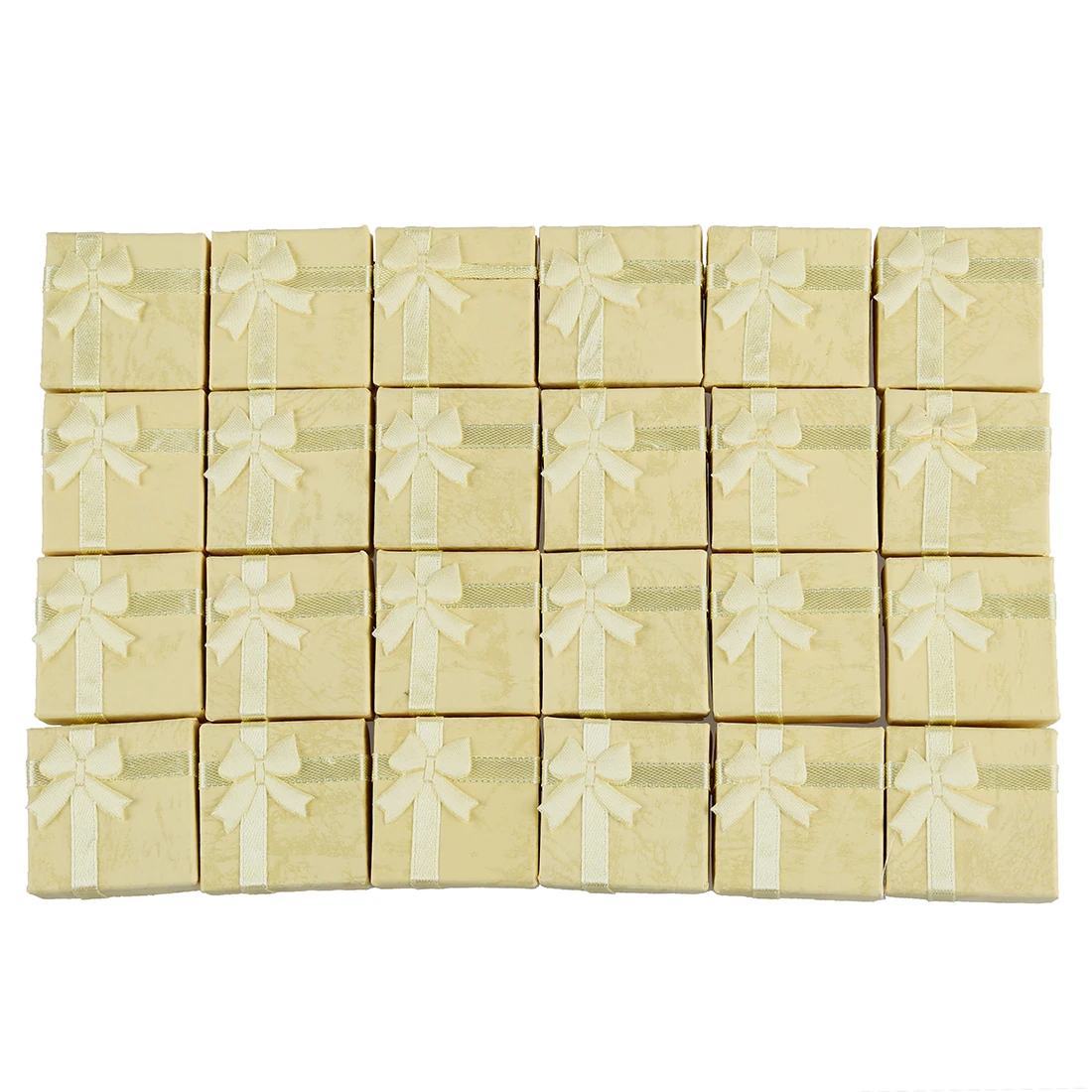 

24 Pcs Ring Earring Jewelry Display Gift Box Bowknot Square Case yellow