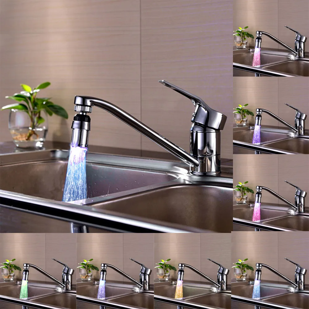 

kitchen LED faucet 7Color Change Water Glow Taps bathroom Drop ship Stream Shower LED Faucet Taps Light Dropshipping /C