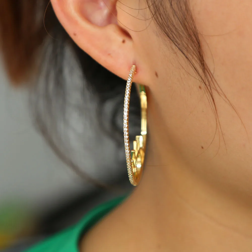 New Gold Color Plated Synthetic CZ Eyes Hoop Earring Turkish Evil Eye Earrings Cubic Zircon Lucky Popular for Women Jewelry | Украшения и