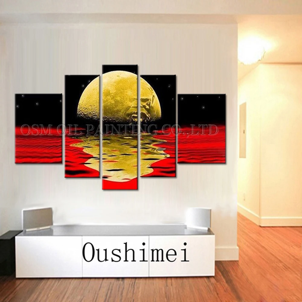 Высокое качество высокое абстрактный пейзаж лунный свет картина маслом