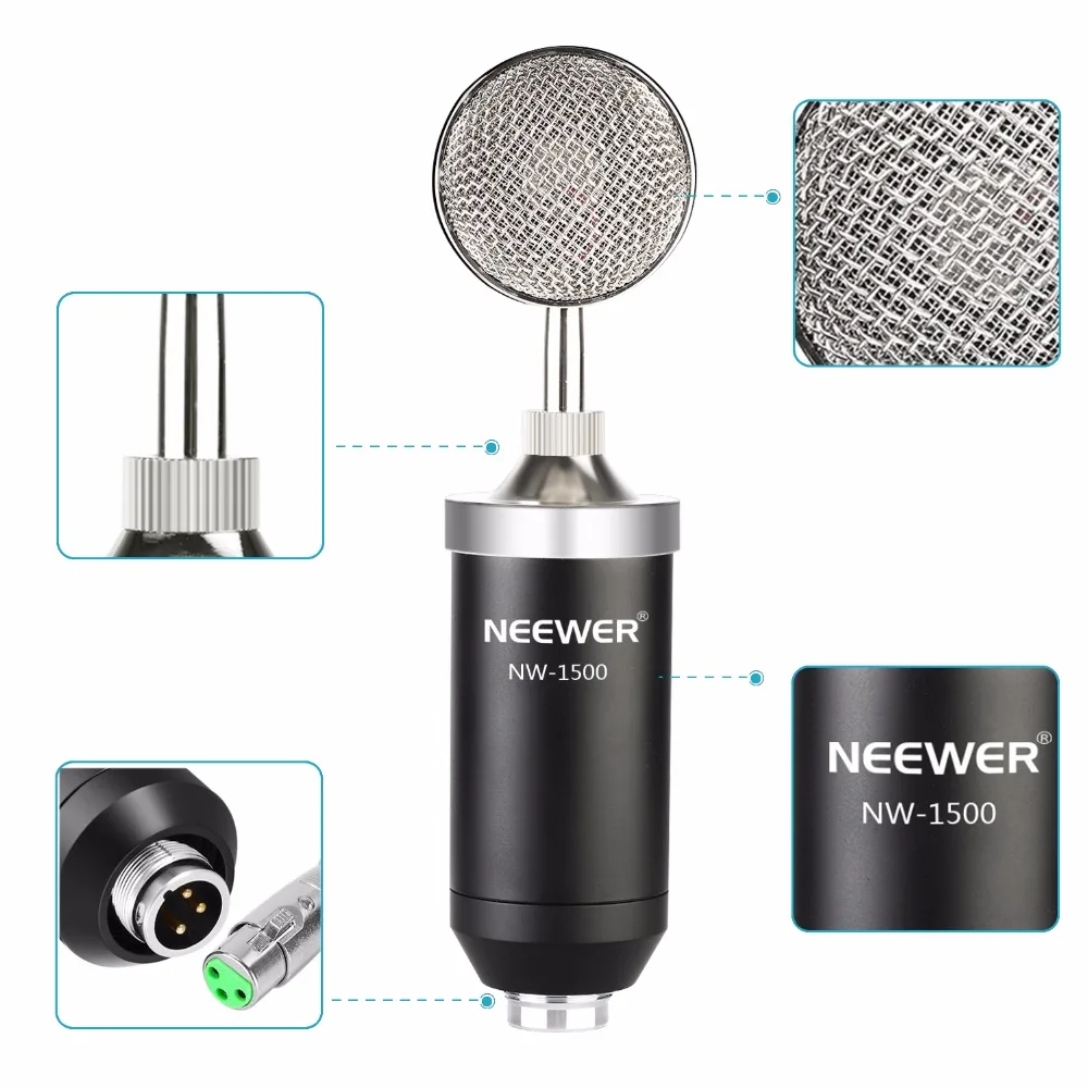 Neewer NW-1500 профессиональный Студийный конденсаторный микрофон комплект с USB
