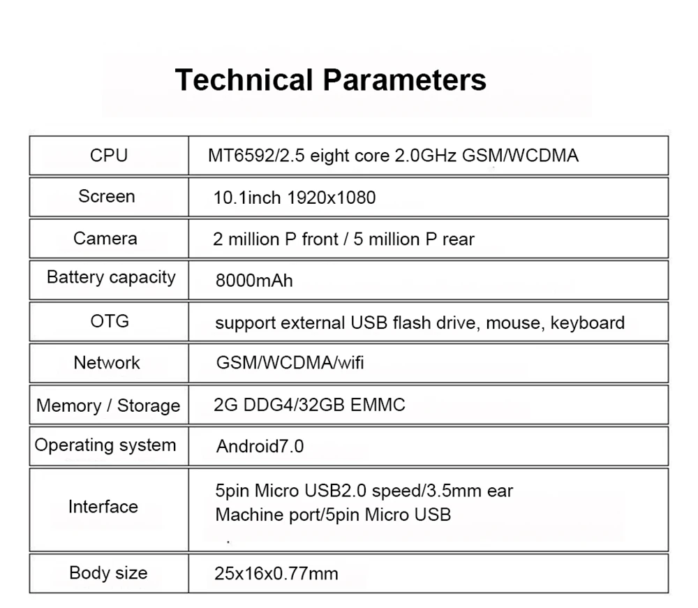 10,1 дюймов две sim-карты телефонный звонок Android7.0 MTK восемь ядер 2,0 ГГц 2G+ 32G планшетный ПК WiFi Bluetooth 4,0 gps 1920x1080 ips 5.0MP камера