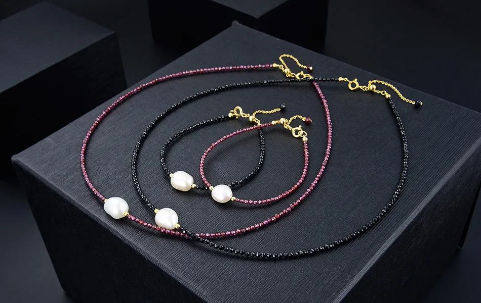 ORSA JEWELS настоящие женские пресноводные жемчужины неправильной формы Черный шпинель браслет серебро 925 красивые стильные ювелирные изделия SB48-B