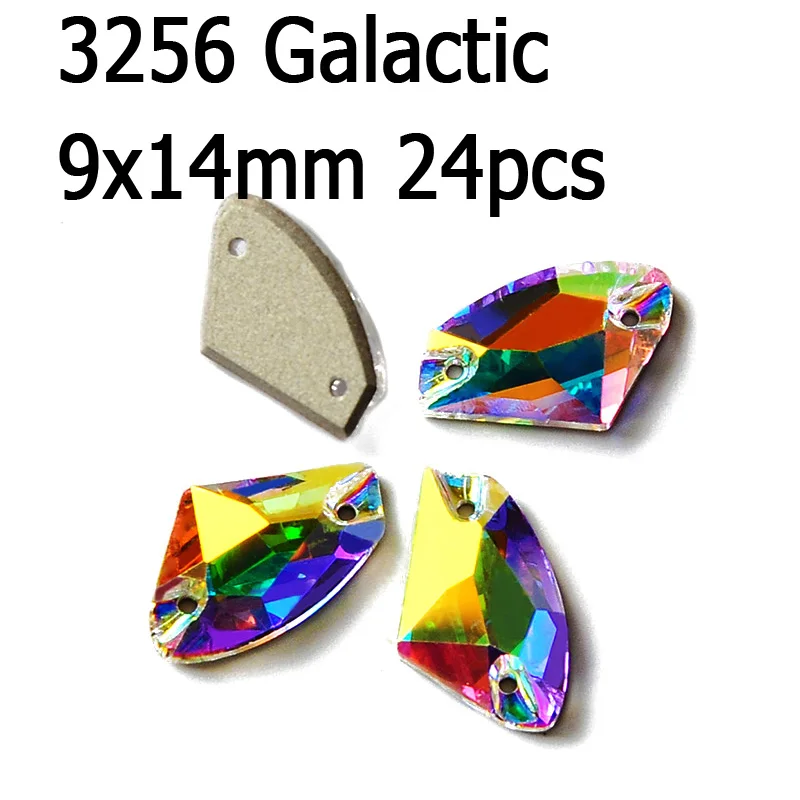 Galactic 9x14mm 24pc Кристалл AB пришить стразы различные Стразы радужные бусины Стразы для шитья ювелирных изделий платье гимнастика украшения одежды - Цвет: Galactic 9x14mm 24pc