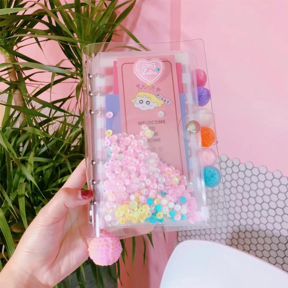 Kawaii креативный Розовый Блестящий сетчатый А6 спиральный блокнот со свободными