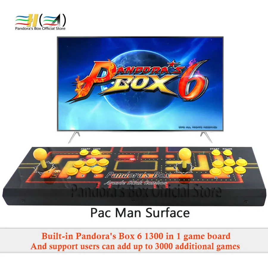 Новинка Pandora box 6 1300 в 1 аркадная игра 2 игрока Железный консольный контроллер Поддержка fba mame ps1 3d игра mortal kombat pacman