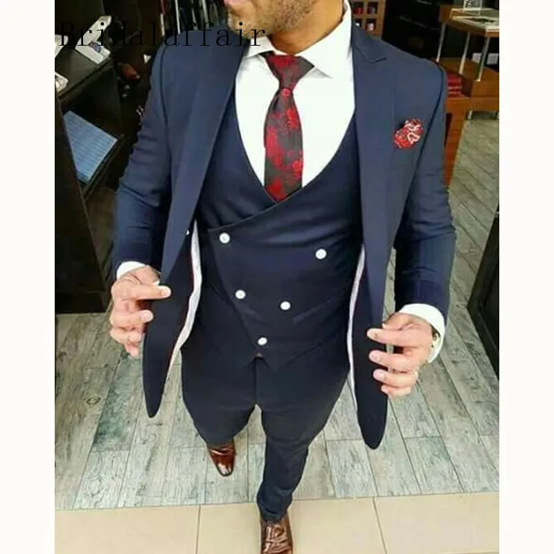 Костюм Bridalaffair Homme темно синий деловой мужской костюм из 3 предметов зауженный