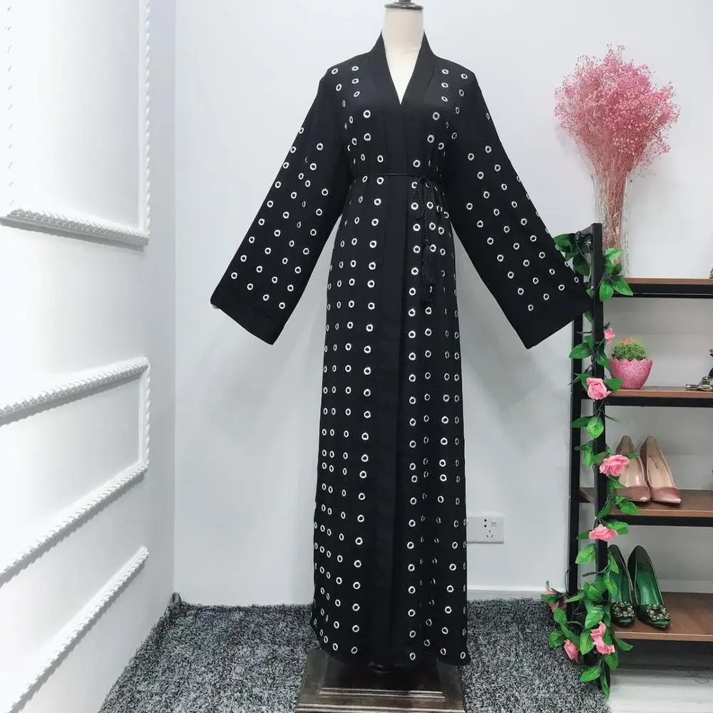 Модные металлические заклепки бисером мусульманские халаты syari abaya женский